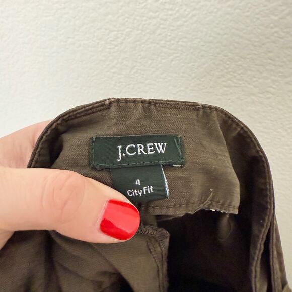 [J. Crew] Olive Green City Fit Straight Leg Utility Pants Belted Roll Tab Size 4 - Picture 10 of 10